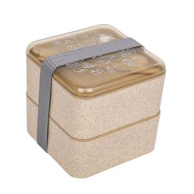 Double-layer Square Wheat Straw Lunch Box Japanese Tableware