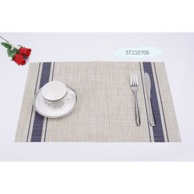 PVC Placemat Japanese Linen Striped Non-slip Placemat Easy To Clean Woven Western Food Thermal Shielded Pad Coaster Table Towel Table Runner