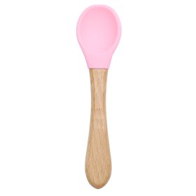 Silicone Wooden Spoon Training Feeding Tableware