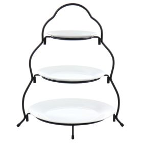 Elama 3 Tier Round Plate Porcelain Serveware Set