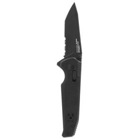 SOG Vision XR Black Partially Serrated