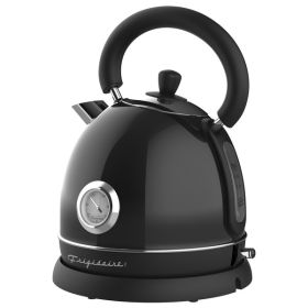 Frigidaire EKET125-BLACK 1.79-Quart 1,500-Watt Retro Porcelain Electric Water Kettle with Thermometer (Black)