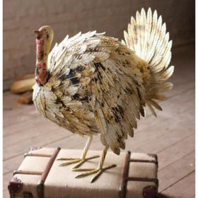 Antique White Painted Metal Turkey