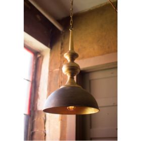 Metal Pendant Light With Antique Gold Finish 16"D X 29"T