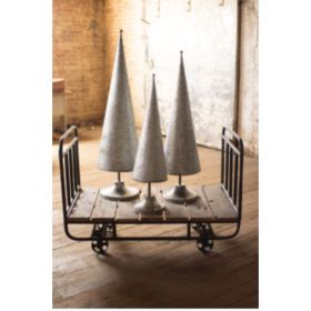 Set Of 3 Galvanized Topiaries With Brass Detail Large 14.5"D X 48"T   Medium 12"D X 43"T    Small 10"D X 37"T