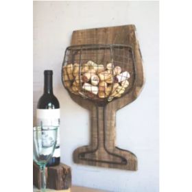 Wood And Wire Wall Wine Cork Holder