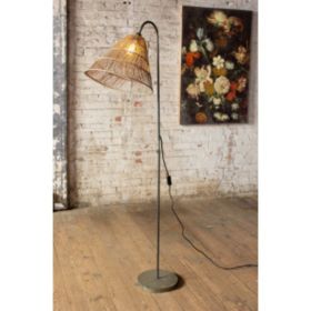 Floor Lamp With Rattan Shade 15.5"D X 65.5"T