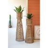 Set Of Two Seagrass And Iron Planter Towers