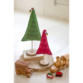 Set Of Two Felt Christmas Trees