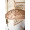 Antique Brass  Wall Light With Rattan Shade