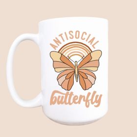 Antisocial butterfly ceramic coffee mug