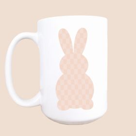 Checker bunny ceramic coffee mu