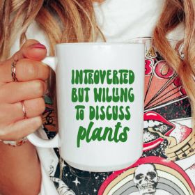 Introverted plant lady ceramic coffee mug