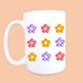 Retro daisy ceramic coffee mug