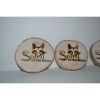 Aspen Log Coasters Set of Six With Wood Burned Spirit of the Woods Logo