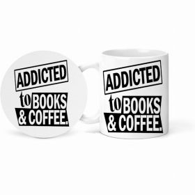 Addicted To Books and Coffee Mug and Coaster Set