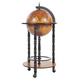 Nautical Globe with Hidden Bar Cabinet- 4 Leg Stand in Red