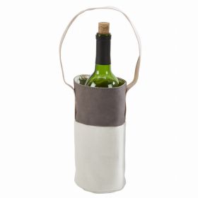 Leatherette/Canvas  Wine Tote 16"