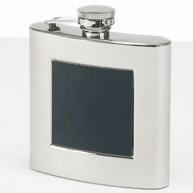 Stainless Steel Flask with Square Black Engraving Plate