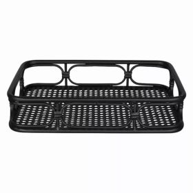 Matte Black Metal Cane Design Serving Tray