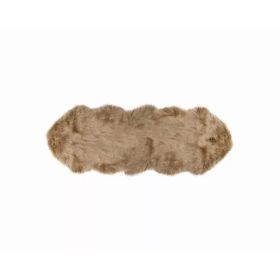 24" x 72" x 1.5" Tan, Faux Sheepskin - Rug