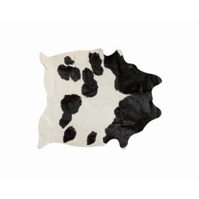 72" x 84" White and Black Cowhide  Rug