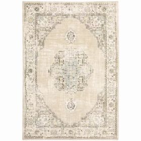 2'x3' Beige and Ivory Center Jewel Indoor Area Rug