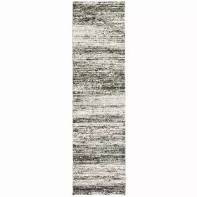 8' Distressed Ash and Charcoal Abstract Indoor Runner Rug