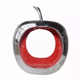 Apple shaped Aliminum  Cast Decorative Accent Bowl in Red  Interior