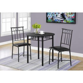 35" Black Leather Look Foam and Metal Three Pieces Dining Set