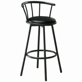 43.5" x 43.5" x 74" Black Metal Foam Leather Look  Barstool