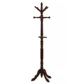 Cherry Solid Wood Finish Coat Rack with Triple Tiered Coat Stand