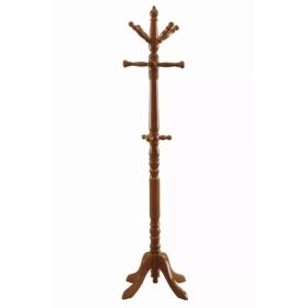 Oak Finish Coat Rack with Triple Tiered Coat Stand