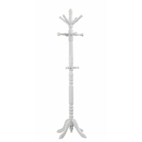 White Solid Wood Coat Rack with Triple Tiered Coat Stand