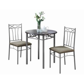 64" x 64" x 102" CappuccinowithSilver  Metal  3Pieces Dining Set