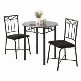 64" x 64" x 101" Grey  Black  Metal  Foam  Microfiber  3Pieces Dining Set