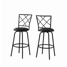 32" x 32" x 88" Black  Metal  Foam  LeatherLook  Barstool 2Pieces