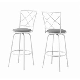 32" x 32" x 88" White  Grey  Metal  Foam  Cotton  Linen  Barstool 2Pieces