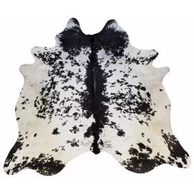 6.5 Ft  Black and White Brindled Cowhide Rug