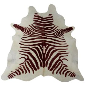 6 Ft Brown and White Stenciled Cowhide Rug