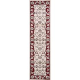 7' Polypropylene Ivory or Red Runner Rug