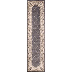 7' Polypropylene Grey or Ivory Runner Rug