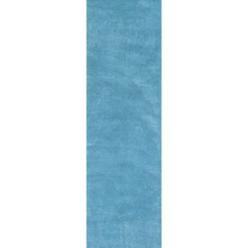 2' x 7' Runner Polyester Highlighter Blue Area Rug