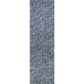 2' x 7' Runner Polyester Indigo or Ivory Heather Area Rug