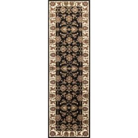 2' x 8' Black or Ivory Traditional Bordered Rug