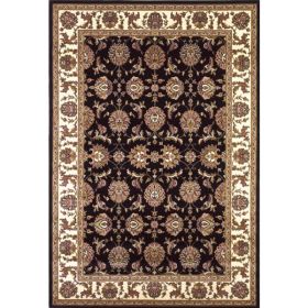 2'x3' Black Ivory Machine Woven Heat Set Traditional Floral Design Indoor Accent Rug