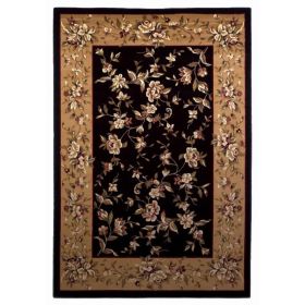 3'x5' Black or Beige Floral Vine Polypropylene Area Rug