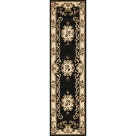 2' x 8' Black or Ivory Medallion Runner Rug