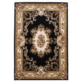 5' x 7' Polypropylene Blackor Ivory Area Rug