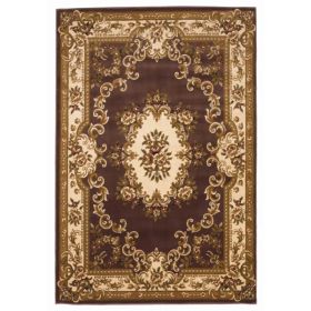 3'x5' Polypropylene Plum or Ivory Aubusson Area Rug